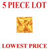 4 mm Square Orange Sapphire 5 piece Lot