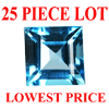 7 mm Square Faceted Swiss Blue Topaz 25 piece Lot AAA Grade