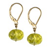 Green Gold Lemon Citrine Round Button Silver 10 mm Earrings