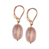 Rose Quartz Faceted Ckr Brd Oval Silver 12x10 mm Earrings