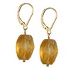 Golden Citrine Faceted Nugget Silver 16x12 mm Earrings