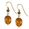 Golden Citrine Faceted Flat Oval Silver 14x12 mm Earrings