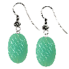 Ocean Green Chalcedony Oval Carving Sterling Silver Earrings