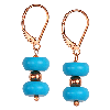 Turquoise Round Button Sterling Silver Earrings